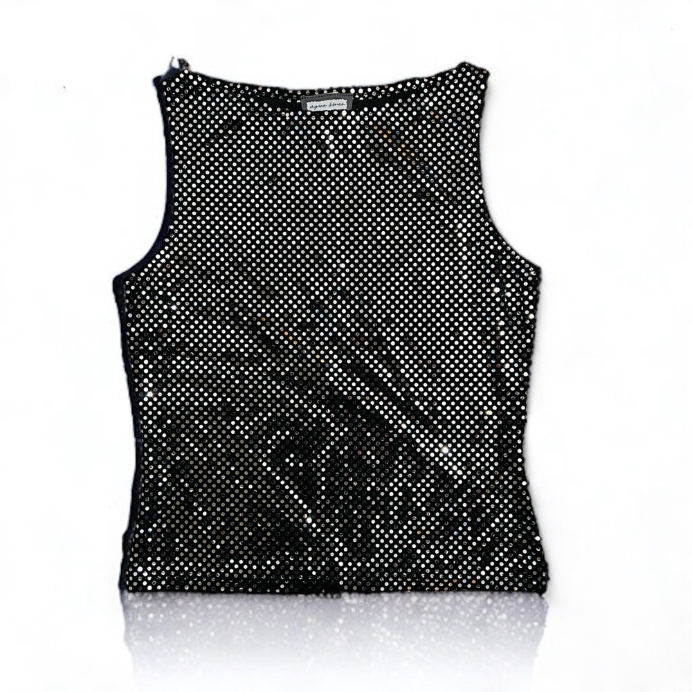 Aqua Blues Black Sparkly Sleeveless Top | Size S | NWOT